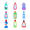 mouthwash set cartoon vector illustration