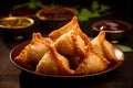 Mouthwatering and Aromatically Rich Traditional Indian Samosa. A Delectable Indulgence Royalty Free Stock Photo