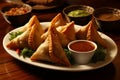 Mouthwatering and Aromatically Rich Traditional Indian Samosa. A Delectable Indulgence Royalty Free Stock Photo