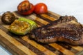 Beef t-bone steak and grilled vegetables