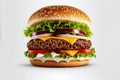 Ai Generative Mouthwatering Burger Delight on a White Background