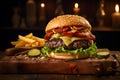 A mouthwatering burger with perfectly melted cheese. Ai Generated.NO.02