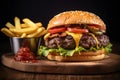 A mouthwatering burger with perfectly melted cheese. Ai Generated.NO.05