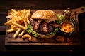 A mouthwatering burger with perfectly melted cheese. Ai Generated.NO.06