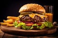 A mouthwatering burger with perfectly melted cheese. Ai Generated.NO.04