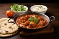 Mouthwatering chicken tikka masala curry with roti or naan