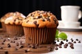 Mouthwatering chocolate chip muffin, a delectable treat for your taste buds Royalty Free Stock Photo