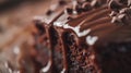 a mouthwatering close-up shot of a slice of freshly baked cake dripping with decadent jam ganache