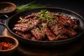 Mouthwatering dakgalbi. traditional south korean spicy stir-fried chicken dish with savory flavors