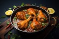 A mouthwatering dish featuring tender chicken legs in spicy masala