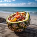 Refreshing Beachside Fruit Salad Royalty Free Stock Photo