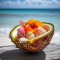 Refreshing Beachside Fruit Salad Royalty Free Stock Photo