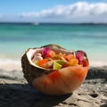 Refreshing Beachside Fruit Salad Royalty Free Stock Photo