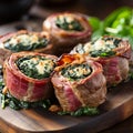 mouthwatering grilled steak pinwheels filled with roasted bell peppers, onions, and garlic, layered with Parmesan and Royalty Free Stock Photo