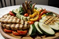 Mouthwatering Grilled Veggie Platter Delight.AI Generated