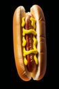 Mouthwatering hot dog with ultra realistic shape and texture on dark background