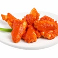 Chicken wings in tomato sauce isolated on white background. Selective focus. AI-Generated