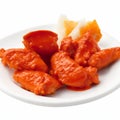 Chicken wings in tomato sauce isolated on white background. Selective focus. AI-Generated