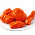 Chicken wings in tomato sauce isolated on white background. Selective focus. AI-Generated