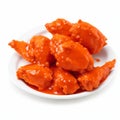 Chicken wings in tomato sauce isolated on white background. Selective focus. AI-Generated
