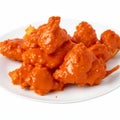 Chicken wings in tomato sauce isolated on white background. Selective focus. AI-Generated