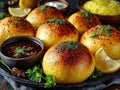 A mouthwatering image of vadapav served on a plate Royalty Free Stock Photo