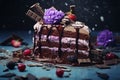 Mouthwatering images of vegan desserts such as dairy-free ice cream, decadent cakes, and chocolate treats. Generative Ai