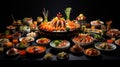 Mouthwatering International Cuisine in Vivid Display. Generative Ai