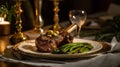 A mouthwatering lamb shank, tender and succulent, accompanied by aromatic herbs and a savory