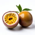 A mouthwatering passion fruit on a white background