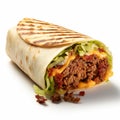 Mexican-american Fusion Burger Wrap With Cheese And Meat