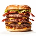 Multilayered Dimensions: A Gigantic Scale Burger With Bacon, Cheese, And Lettuce Royalty Free Stock Photo