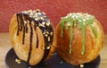 Pair of Circle Shaped Supreme Croissants with Chocolate and Pistachio Ganache