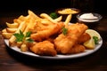 A mouthwatering plate of fish and chips. Ai Generated.NO.04