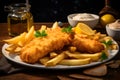 A mouthwatering plate of fish and chips. Ai Generated.NO.03