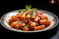 Mouthwatering Plate rigatoni. Generate Ai