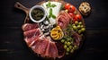 Delicious Pancakes Platter With Italian Meats And Cheeses