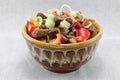 Mouthwatering salad of bread, tomatoe, beans Royalty Free Stock Photo