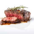 8k Resolution Steak Cut With Rosemary Sprigs On White Background