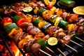 Mouthwatering summer feast, sizzling BBQ meats, veggies, and grilled delights