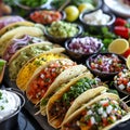 mouthwatering taco feast, complete with a variety of fillings, salsas, and garnishes