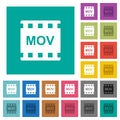 MOV movie format color glass buttons square flat multi colored icons