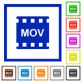 MOV movie format flat framed icons