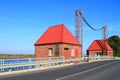 Movable bridge Eagle through Deym's river in the city of Polessk Royalty Free Stock Photo