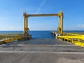 A movable bridge to acess toward the ship Royalty Free Stock Photo