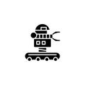 Movable robot black icon concept. Movable robot flat vector symbol, sign, illustration.