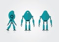 Movable 3 views robot on the gray background. Royalty Free Stock Photo