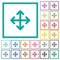 Move arrows flat color icons with quadrant frames