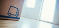 Move. Cardboard, boxes for moving into a new, clean and bright home. Clean and sunny room