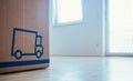 Move. Cardboard, boxes for moving into a new, clean and bright home. Clean and sunny room